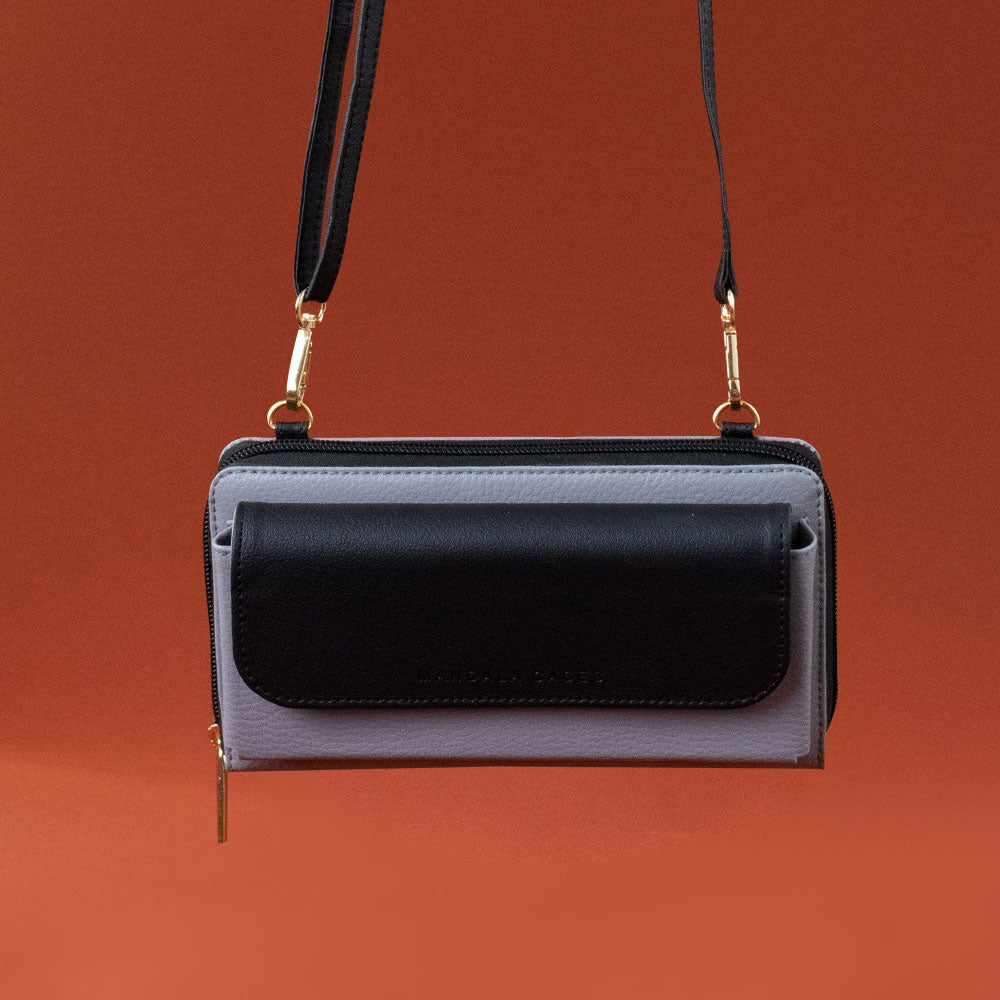 Gray and Black Flap Bag - Mandala Cases