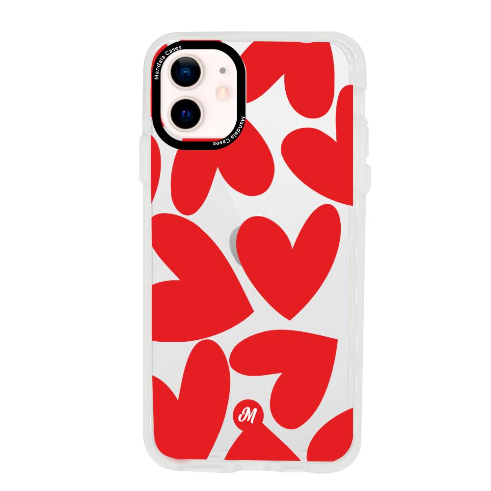 Cases para iphone 12 Mini Red heart transparente - Mandala Cases