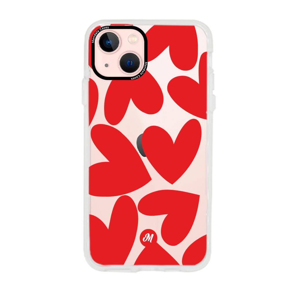 Cases para iphone 13 Mini Red heart transparente - Mandala Cases