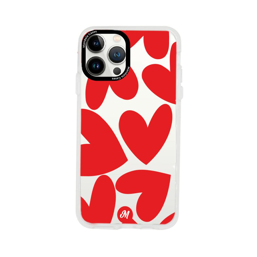 Cases para iphone 13 pro max Red heart transparente - Mandala Cases