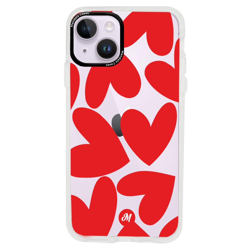 Cases para iphone 14 plus Red heart transparente - Mandala Cases
