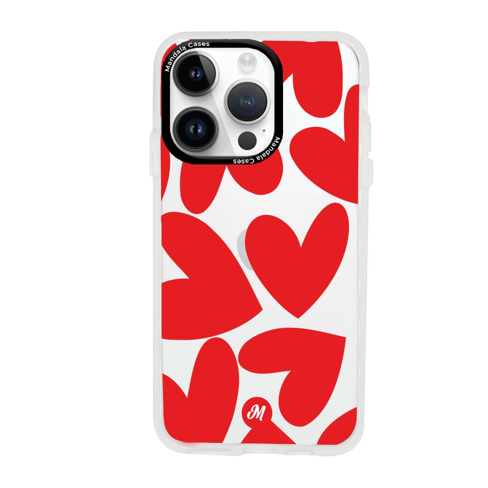 Cases para iphone 14 pro max Red heart transparente - Mandala Cases