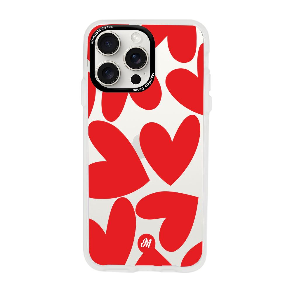Cases para iphone 15 pro max Red heart transparente - Mandala Cases