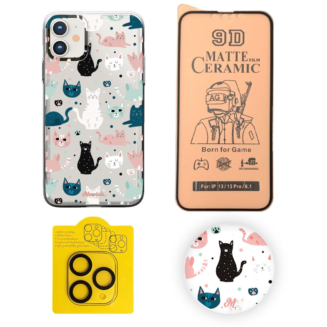 Combo iPhone Funda Gatos - Mandala Cases