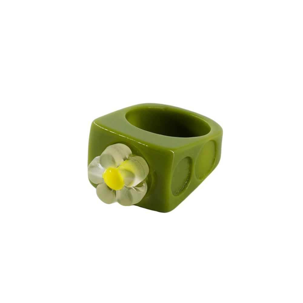 GREEN FLOWER RING - Mandala Cases