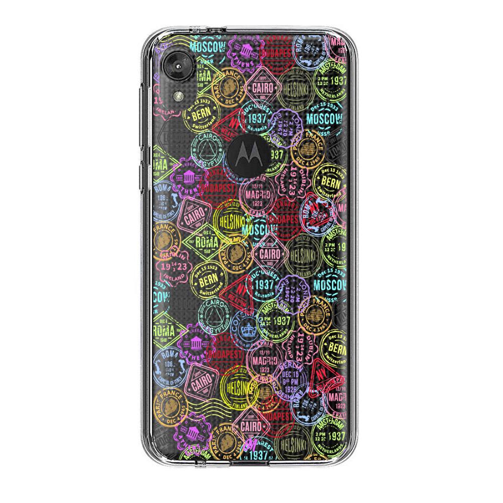 Case para Motorola E6 play Sellos viajeros - Mandala Cases