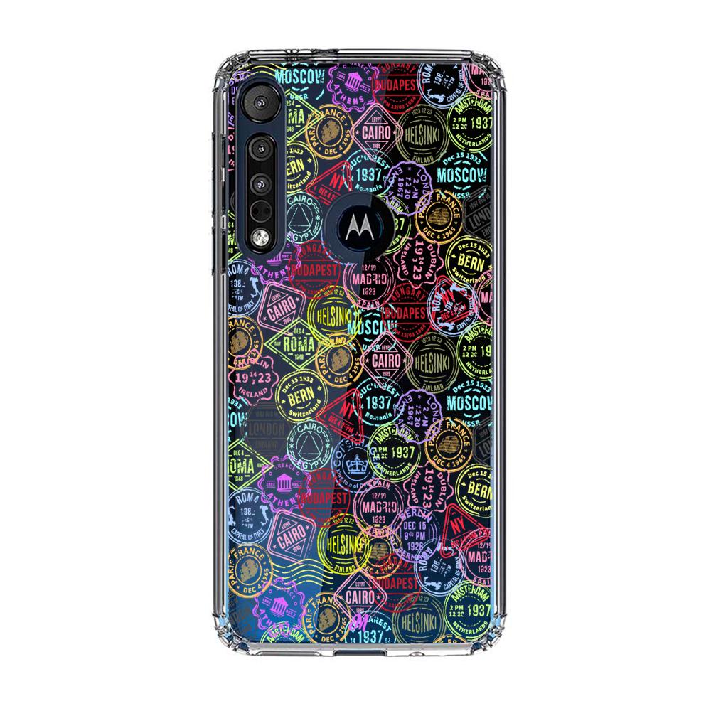 Case para Motorola G8 play Sellos viajeros - Mandala Cases