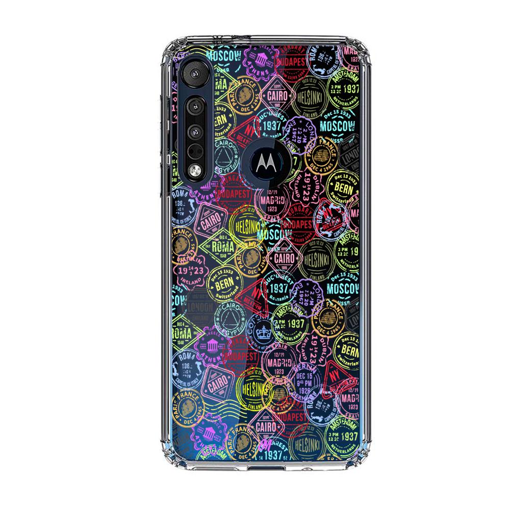 Case para Motorola G8 plus Sellos viajeros - Mandala Cases
