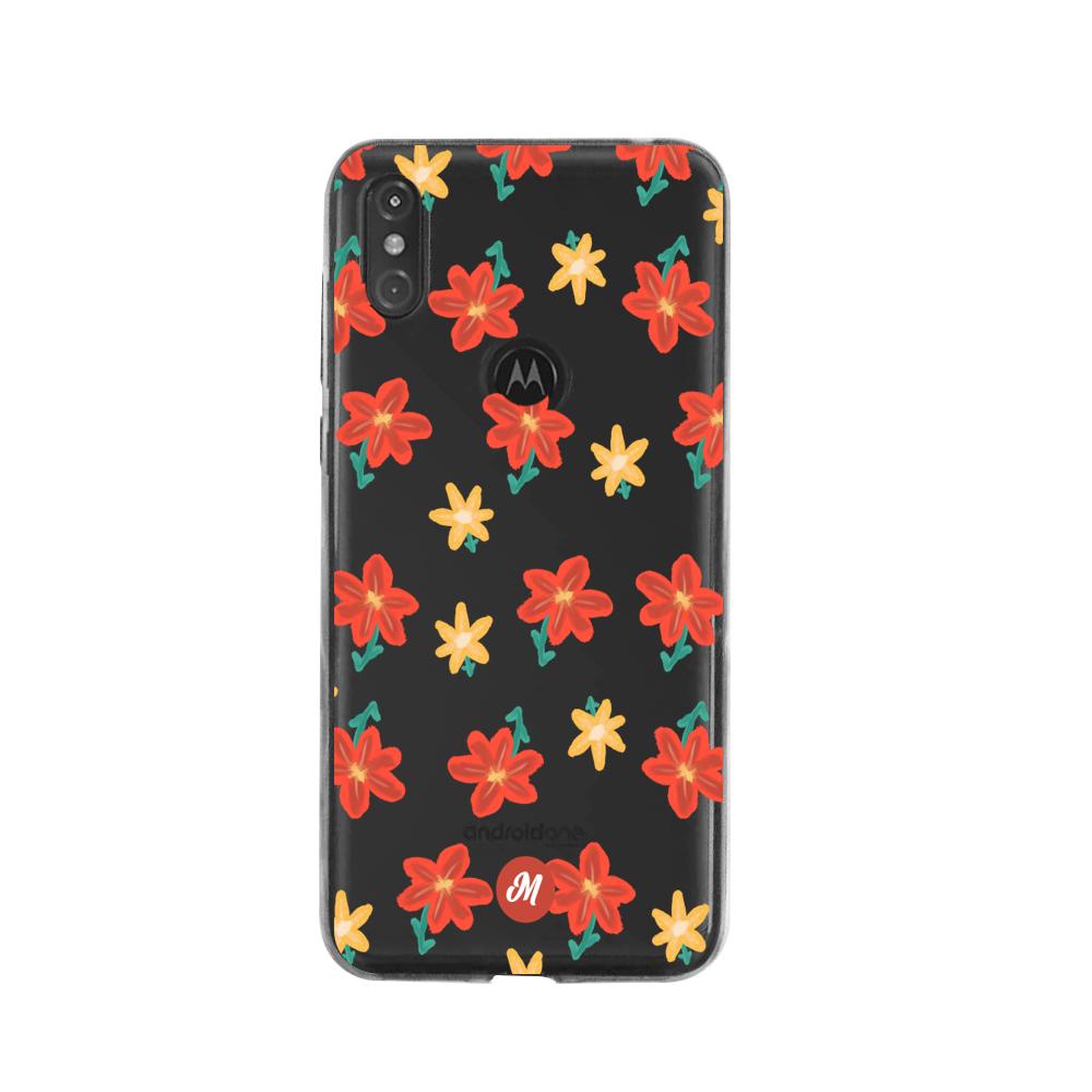 Cases para Moto One RED FLOWERS - Mandala Cases