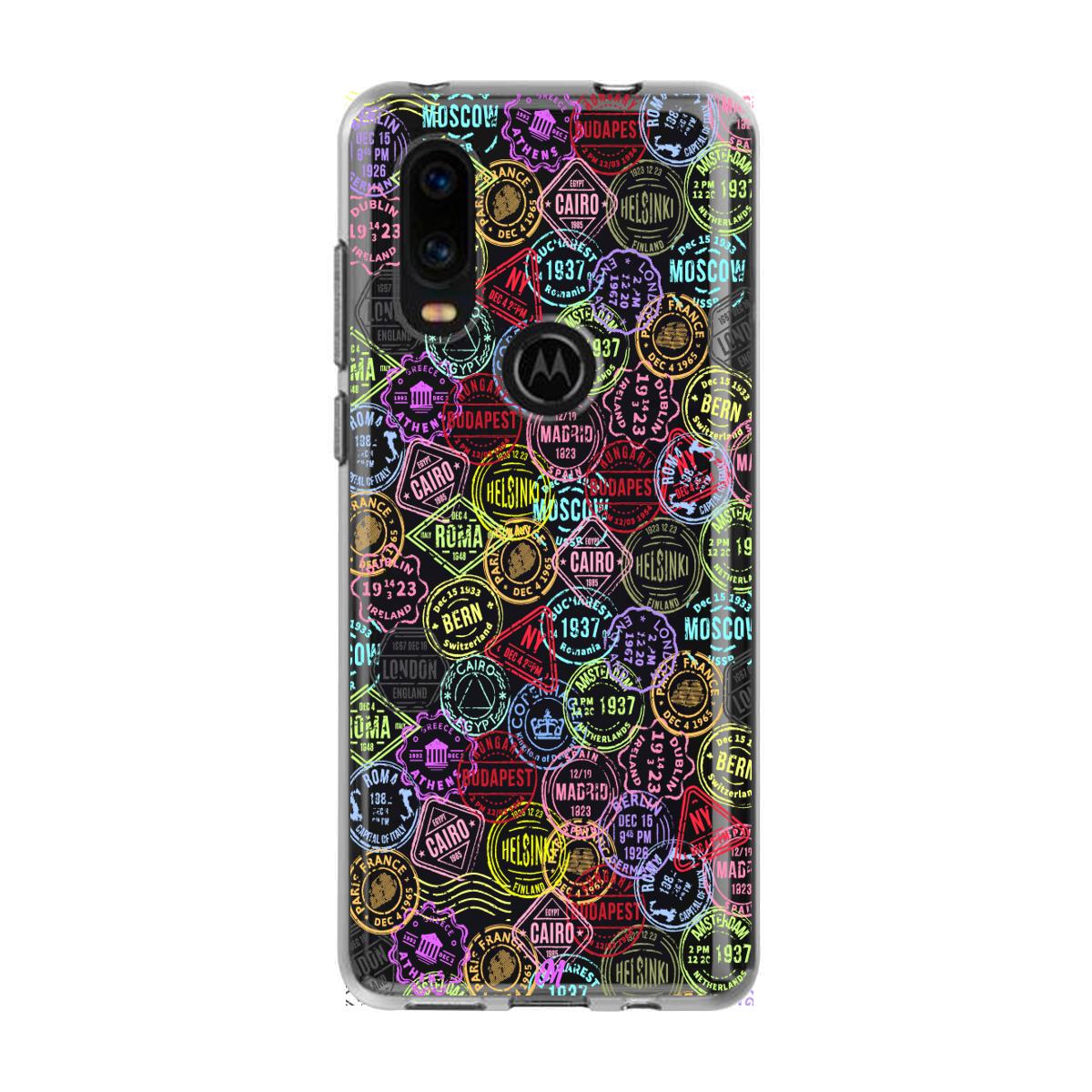 Case para Motorola P40 Sellos viajeros - Mandala Cases