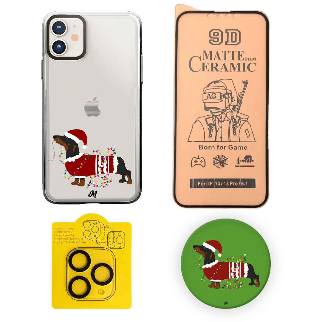 Combo iPhone Funda PERRO NAVIDEÑO - Mandala Cases