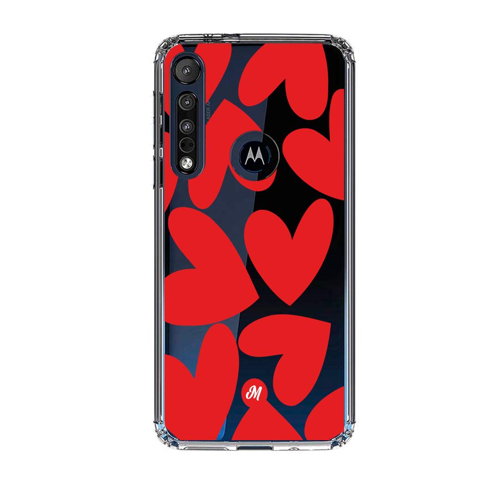 Cases para Motorola G8 plus Red heart transparente - Mandala Cases