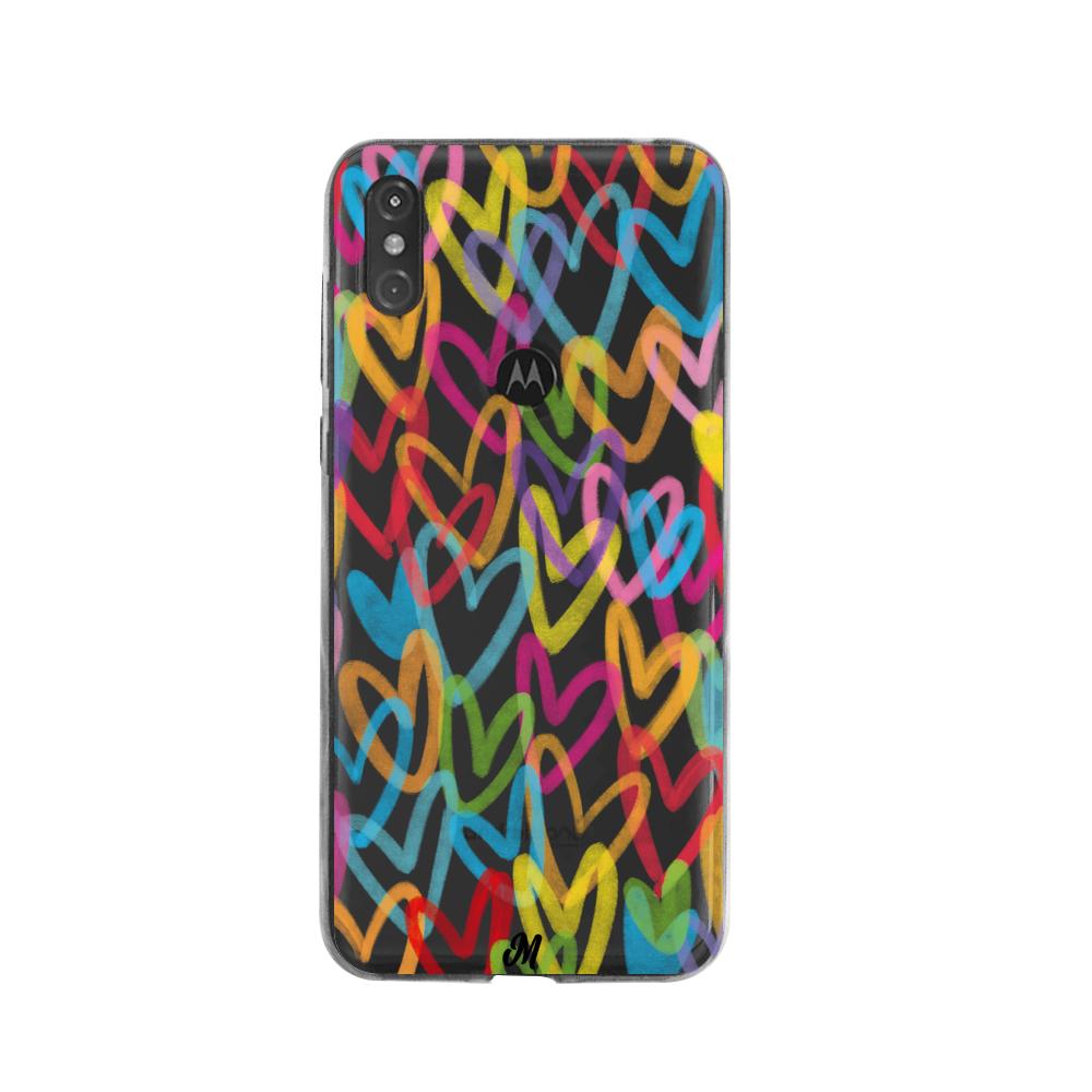 Case para Moto One Corazones arcoíris - Mandala Cases