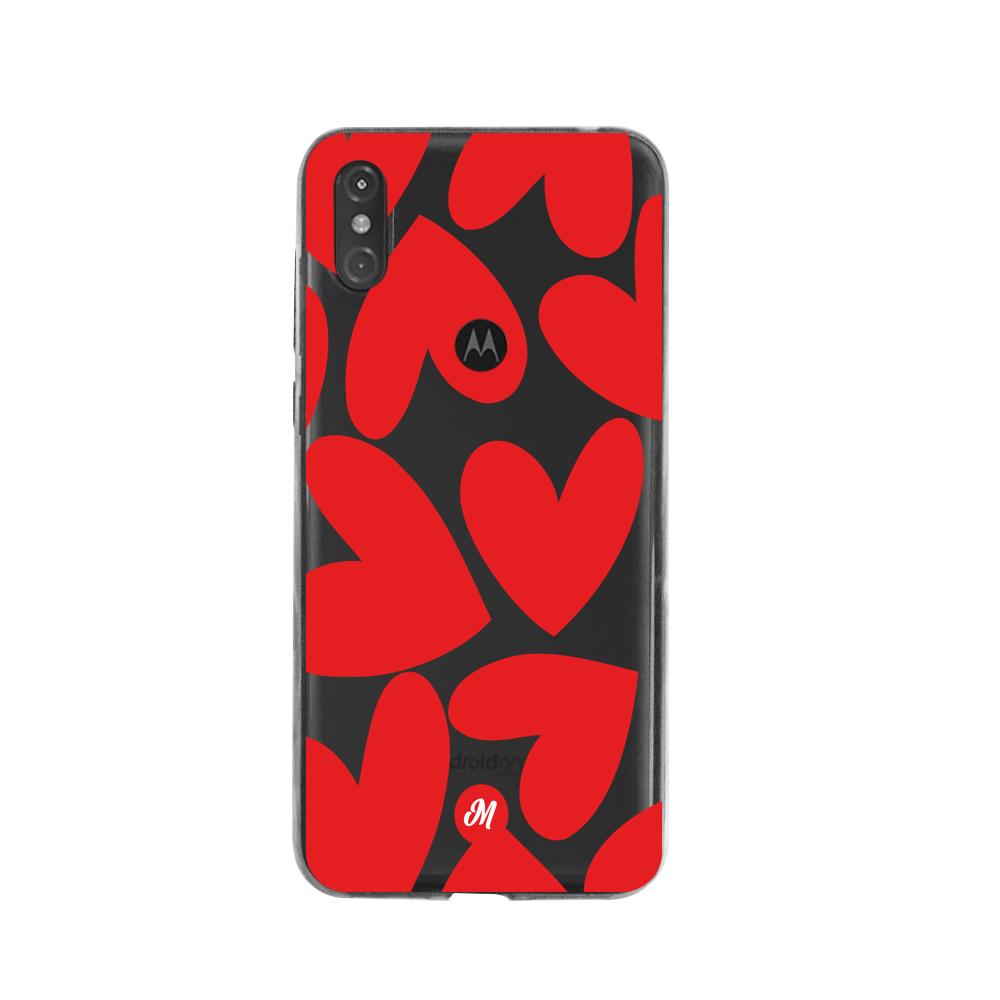 Cases para Moto One Red heart transparente - Mandala Cases