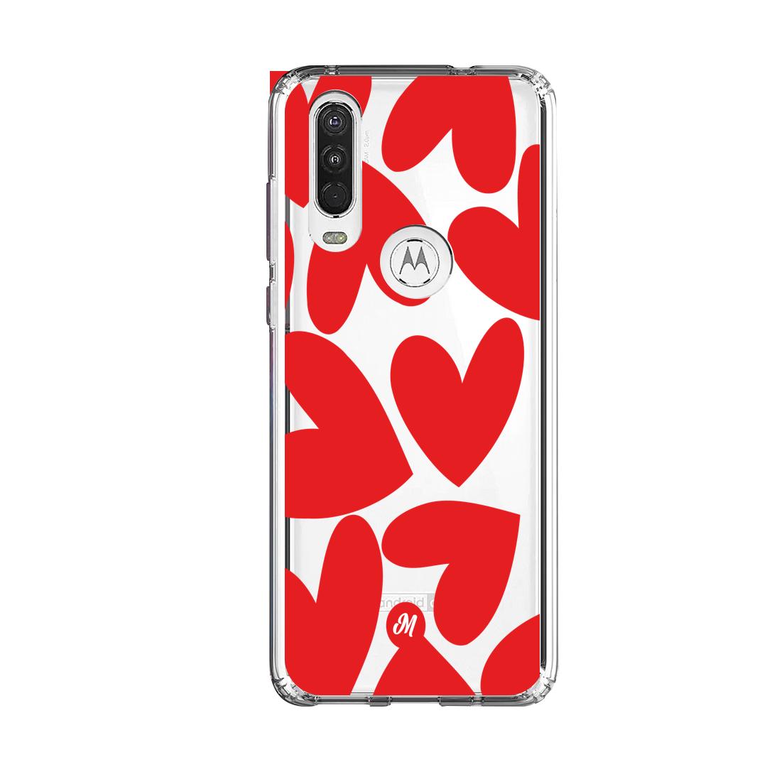 Cases para Motorola One Action Red heart transparente - Mandala Cases