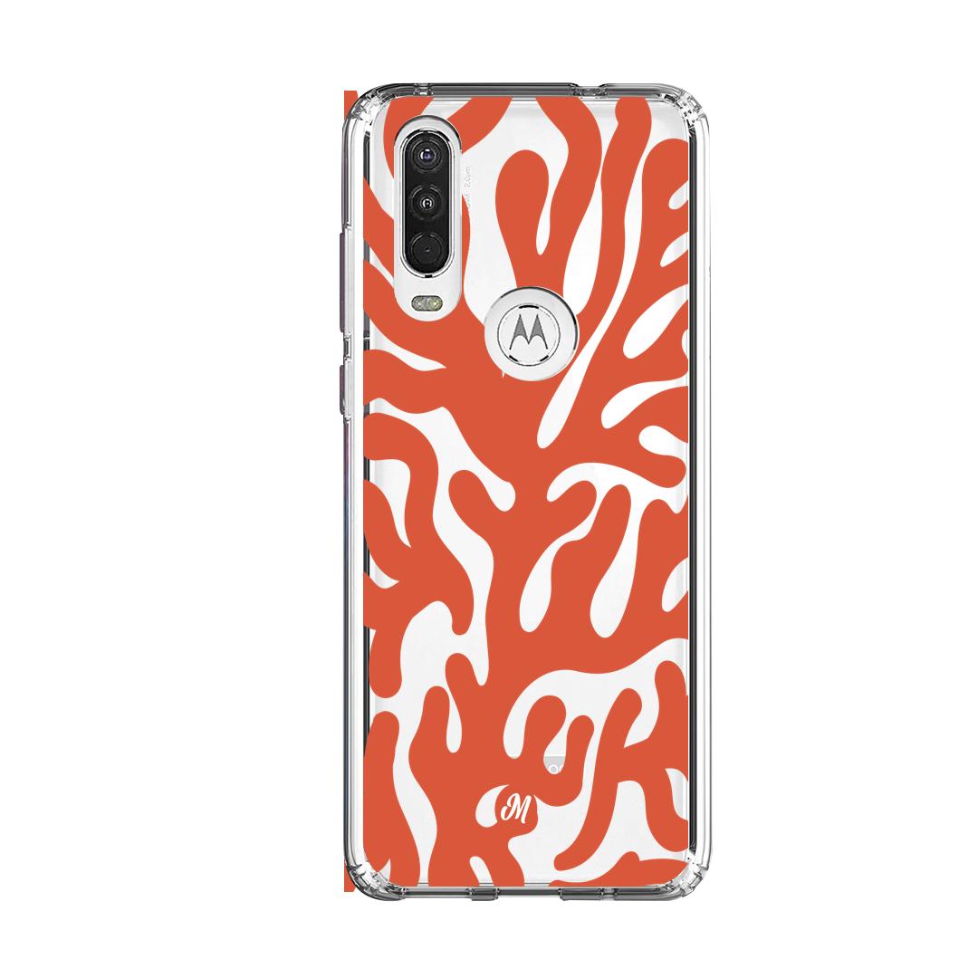 Cases para Motorola One Action Coral textura - Mandala Cases