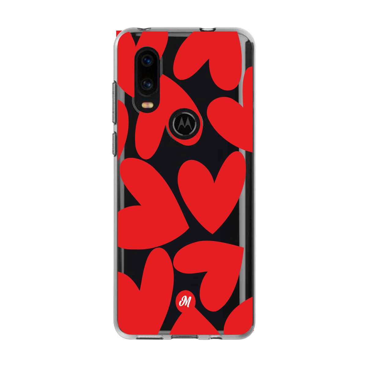 Cases para Motorola P40 Red heart transparente - Mandala Cases