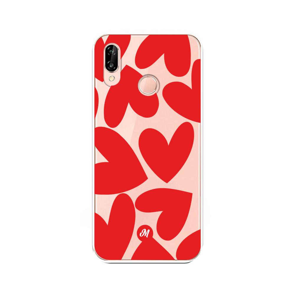 Cases para Huawei P20 Lite Red heart transparente - Mandala Cases