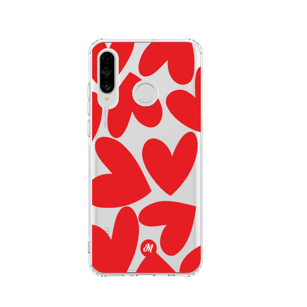 Cases para Huawei P30 lite Red heart transparente - Mandala Cases