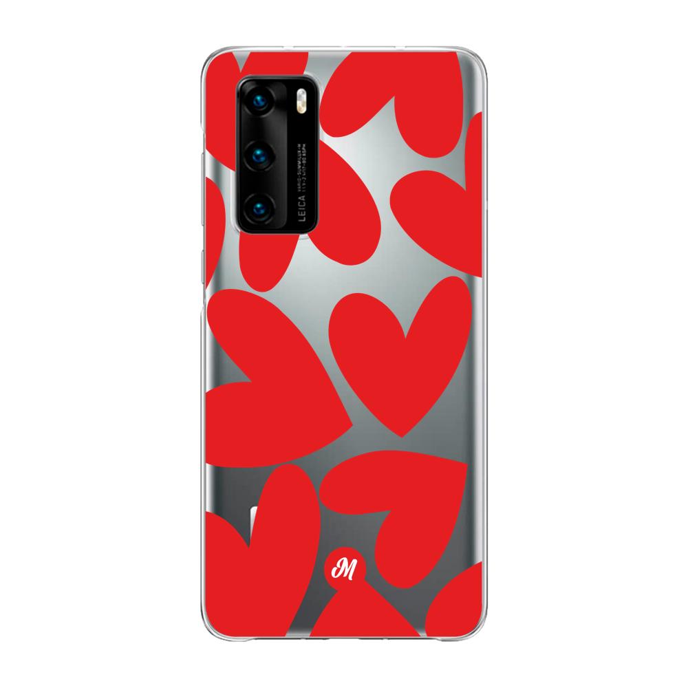 Cases para Huawei P40 Red heart transparente - Mandala Cases