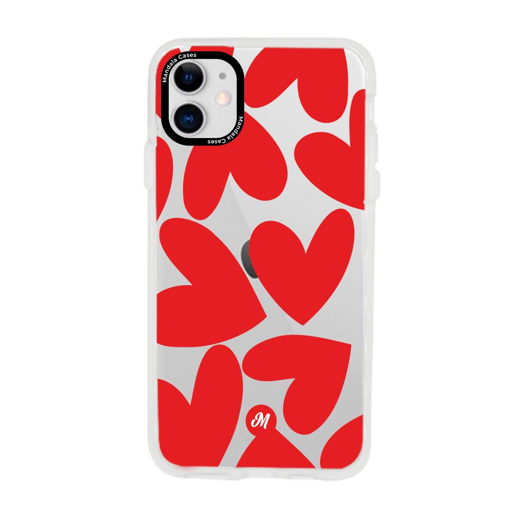 Cases para iphone 11 Red heart transparente - Mandala Cases