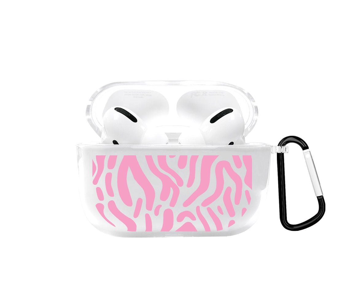 Clear Pink Lines Print Airpods case - Mandala Cases