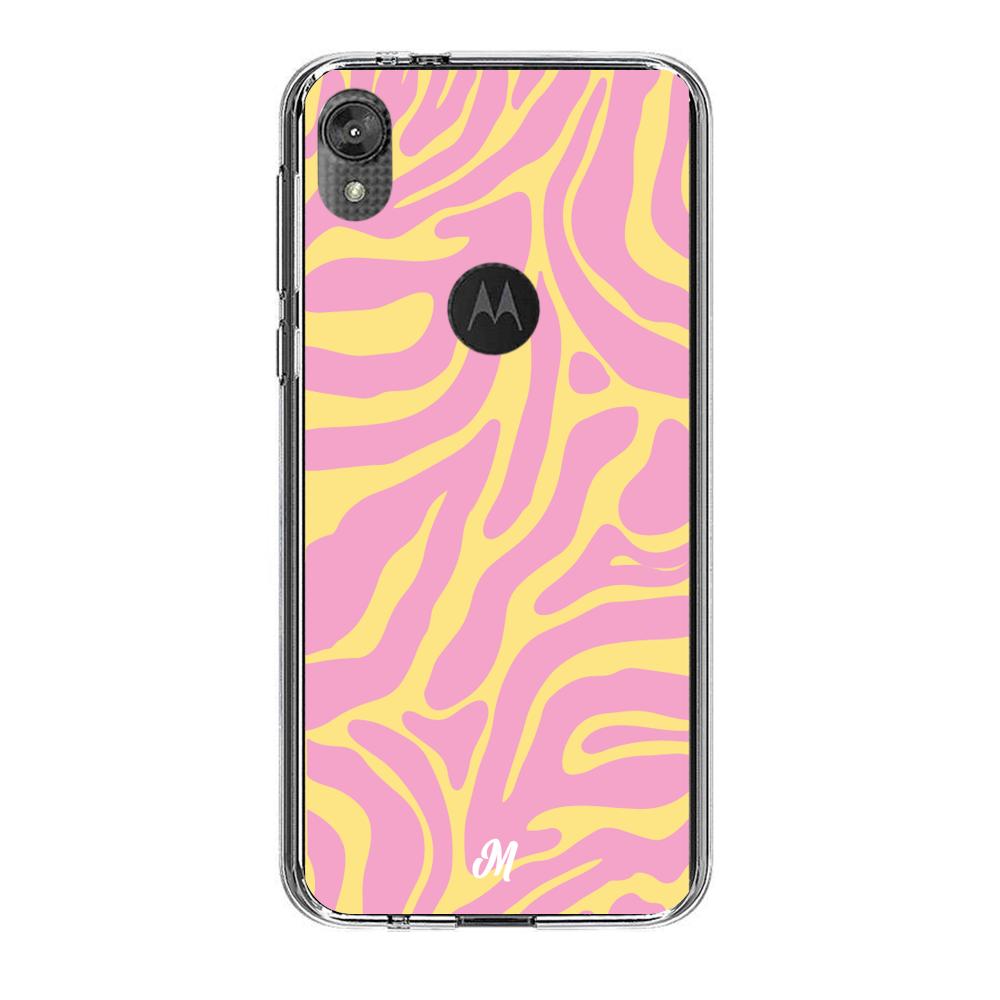 Case para Motorola E6 play Lineas rosa y amarillo - Mandala Cases