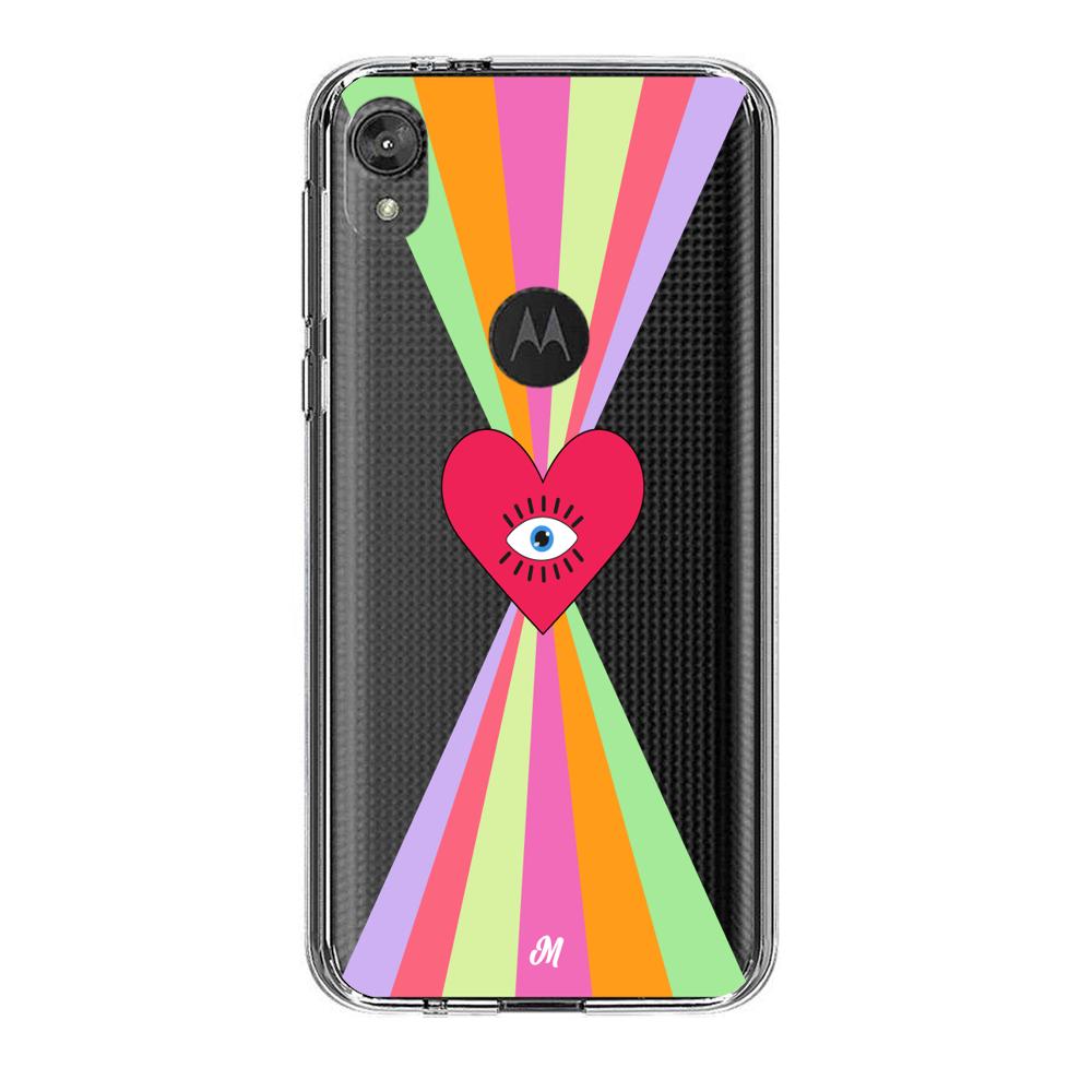 Case para Motorola E6 play Corazon arcoiris - Mandala Cases