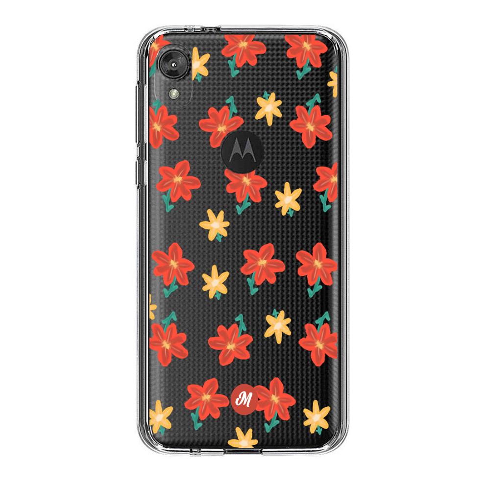 Cases para Motorola E6 play RED FLOWERS - Mandala Cases