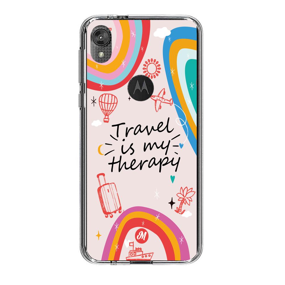 Cases para Motorola E6 play TRAVEL IS MY THERAPY - Mandala Cases