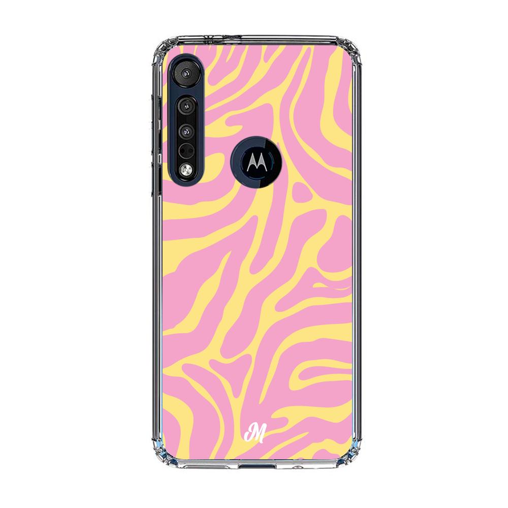Case para Motorola G8 play Lineas rosa y amarillo - Mandala Cases