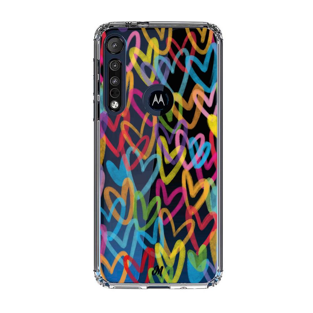 Case para Motorola G8 play Corazones arcoíris - Mandala Cases
