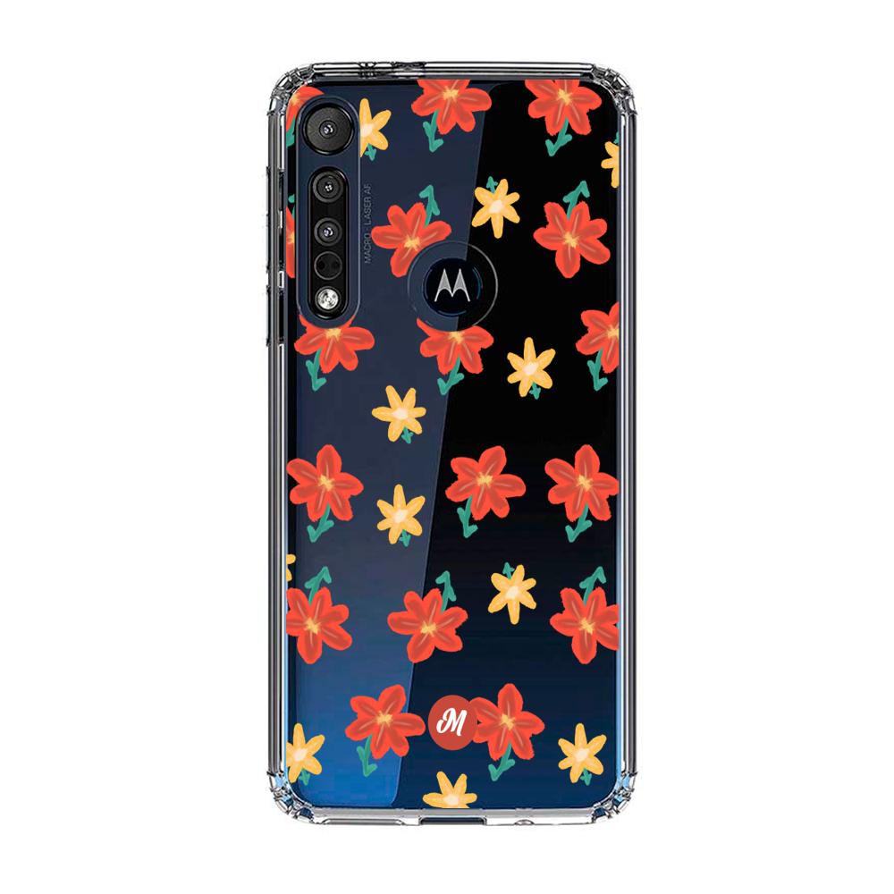 Cases para Motorola G8 play RED FLOWERS - Mandala Cases