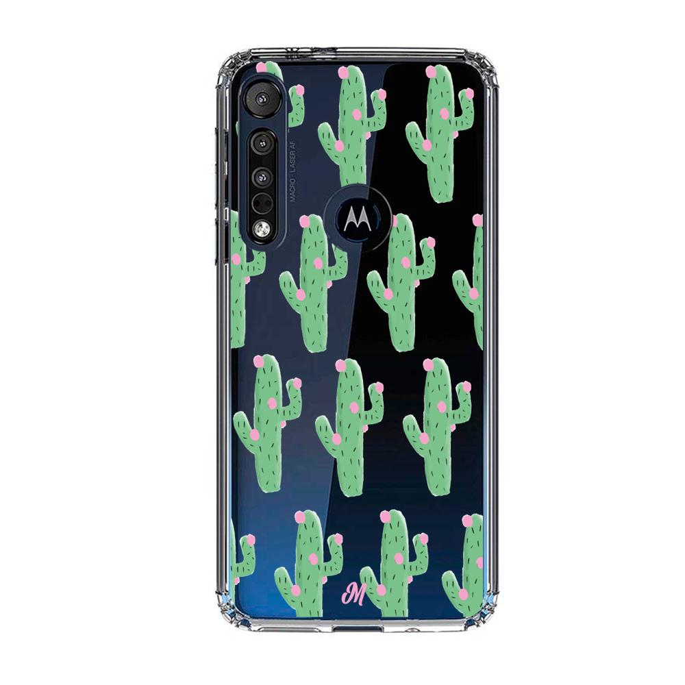 Case para Motorola G8 plus Cactus Con Flor Rosa  - Mandala Cases