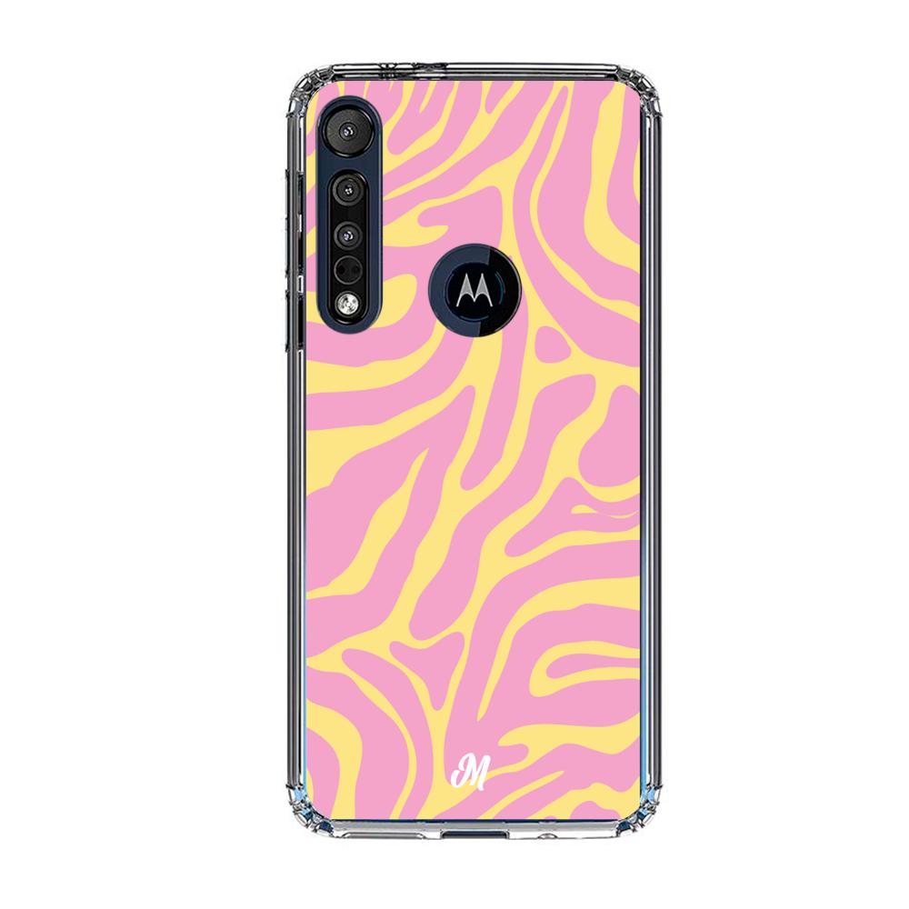 Case para Motorola G8 plus Lineas rosa y amarillo - Mandala Cases