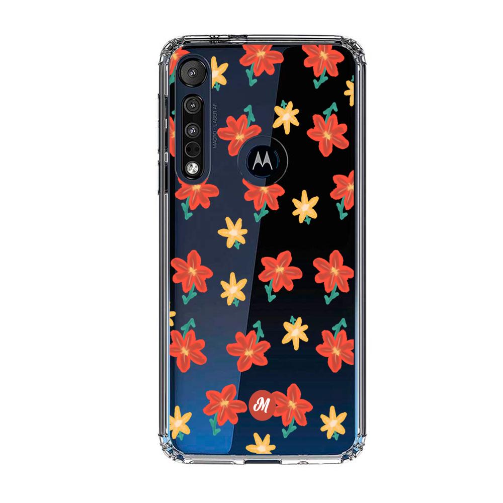 Cases para Motorola G8 plus RED FLOWERS - Mandala Cases