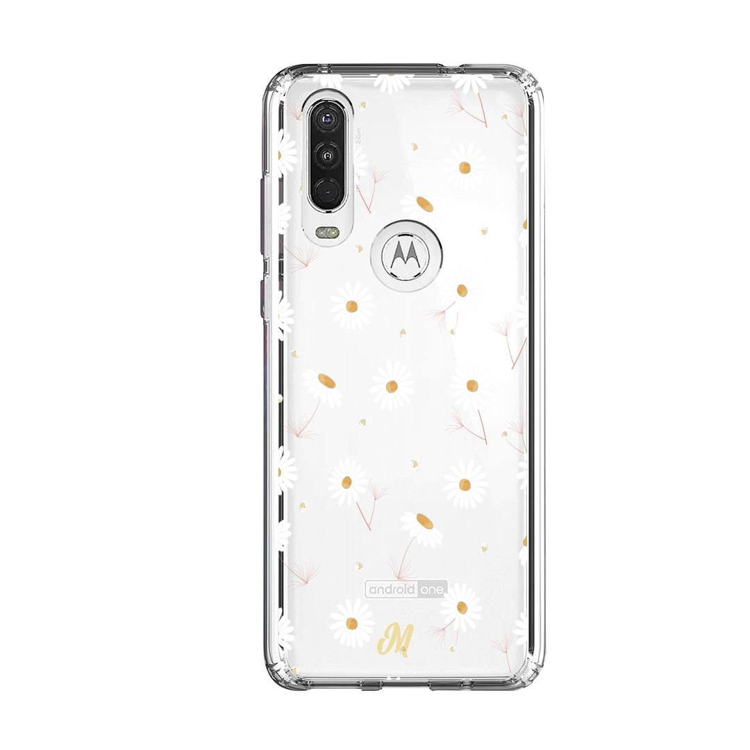Case para Motorola One Action Funda Flores Blancas Delicadas  - Mandala Cases