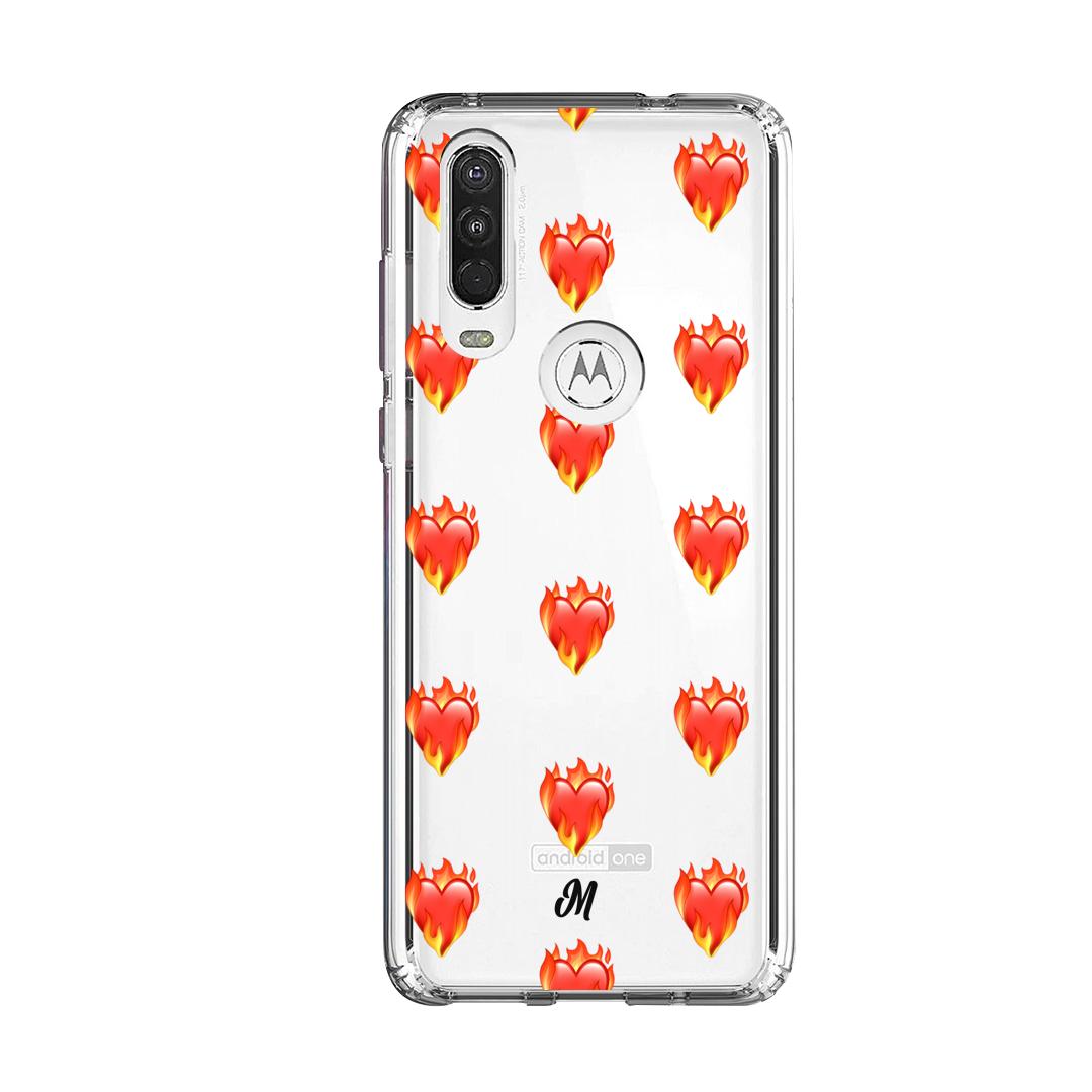 Case para Motorola One Action de Corazón en llamas - Mandala Cases