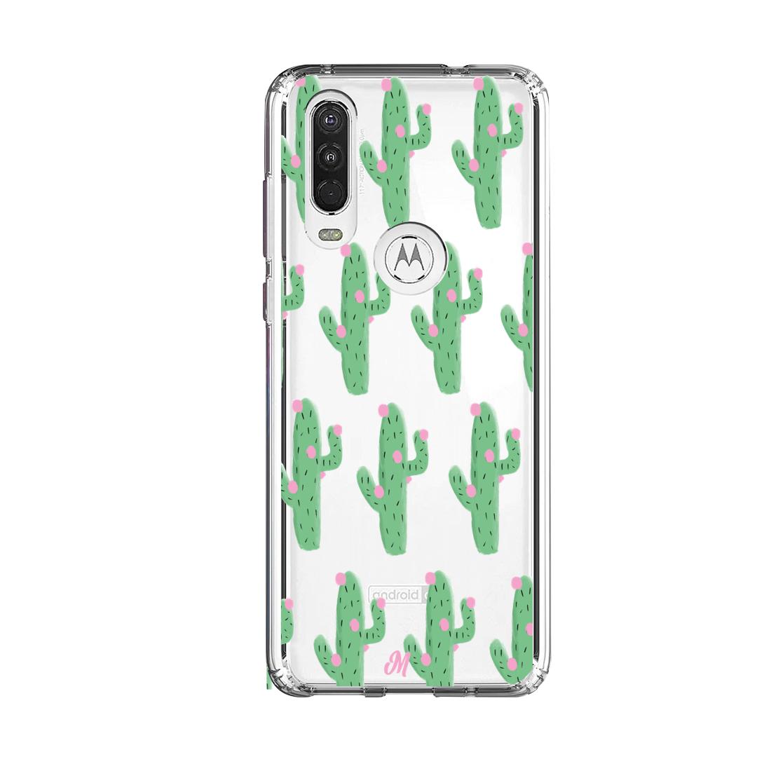Case para Motorola One Action Cactus Con Flor Rosa  - Mandala Cases