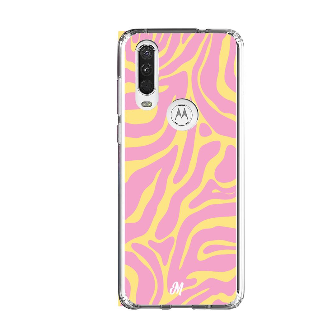 Case para Motorola One Action Lineas rosa y amarillo - Mandala Cases