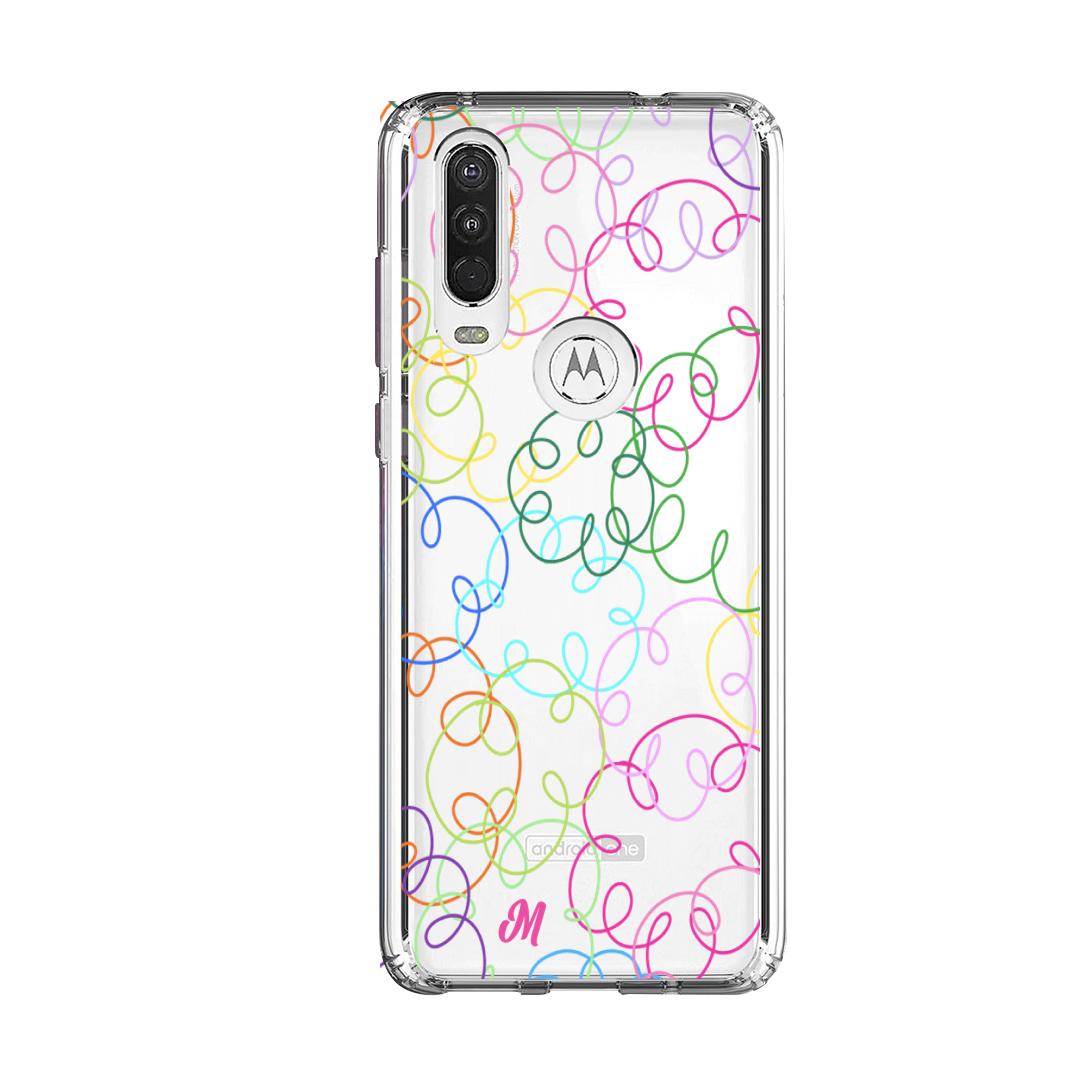 Case para Motorola One Action Curly lines - Mandala Cases