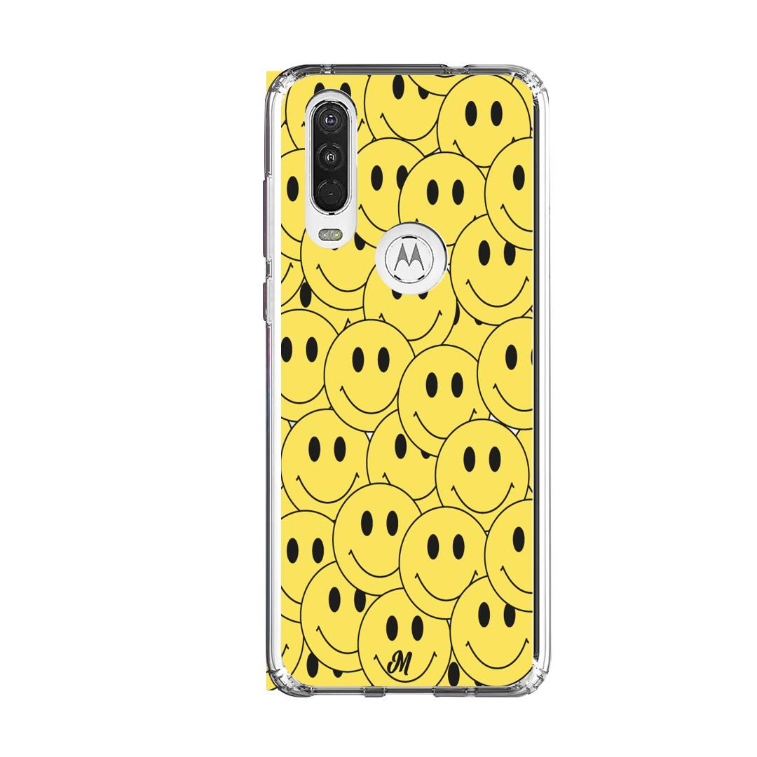 Case para Motorola One Action Yellow happy faces - Mandala Cases