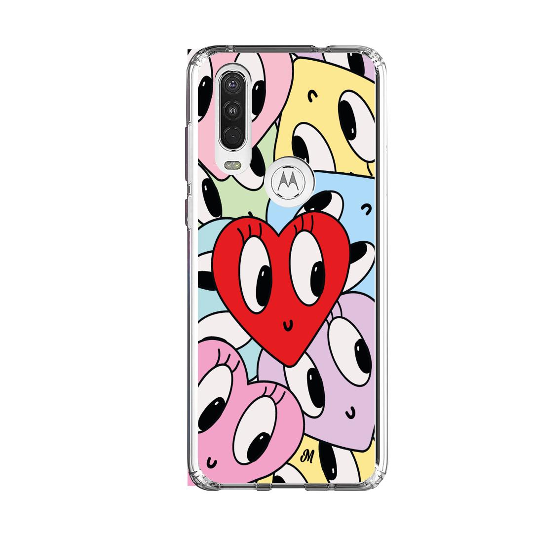 Case para Motorola One Action Corazones felices - Mandala Cases