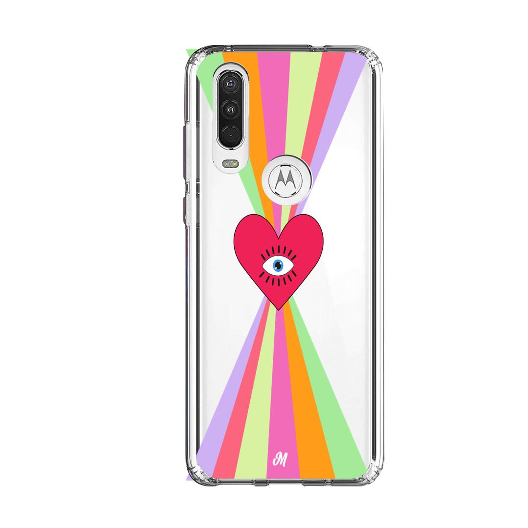 Case para Motorola One Action Corazon arcoiris - Mandala Cases