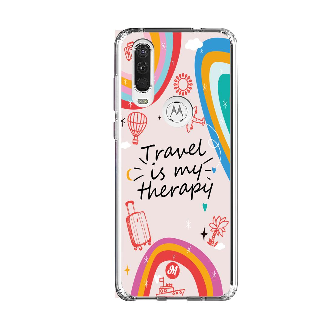 Cases para Motorola One Action TRAVEL IS MY THERAPY - Mandala Cases