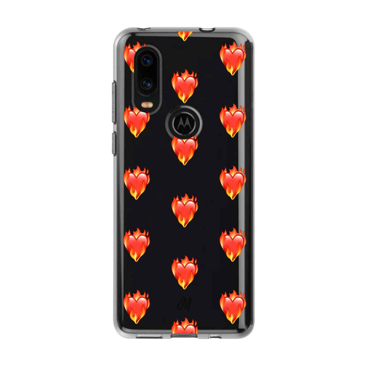 Case para Motorola P40 de Corazón en llamas - Mandala Cases