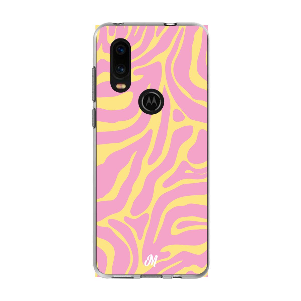 Case para Motorola P40 Lineas rosa y amarillo - Mandala Cases