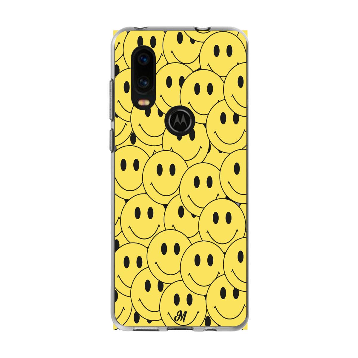 Case para Motorola P40 Yellow happy faces - Mandala Cases