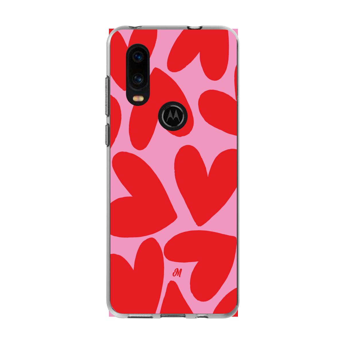 Case para Motorola P40 Red Hearts - Mandala Cases