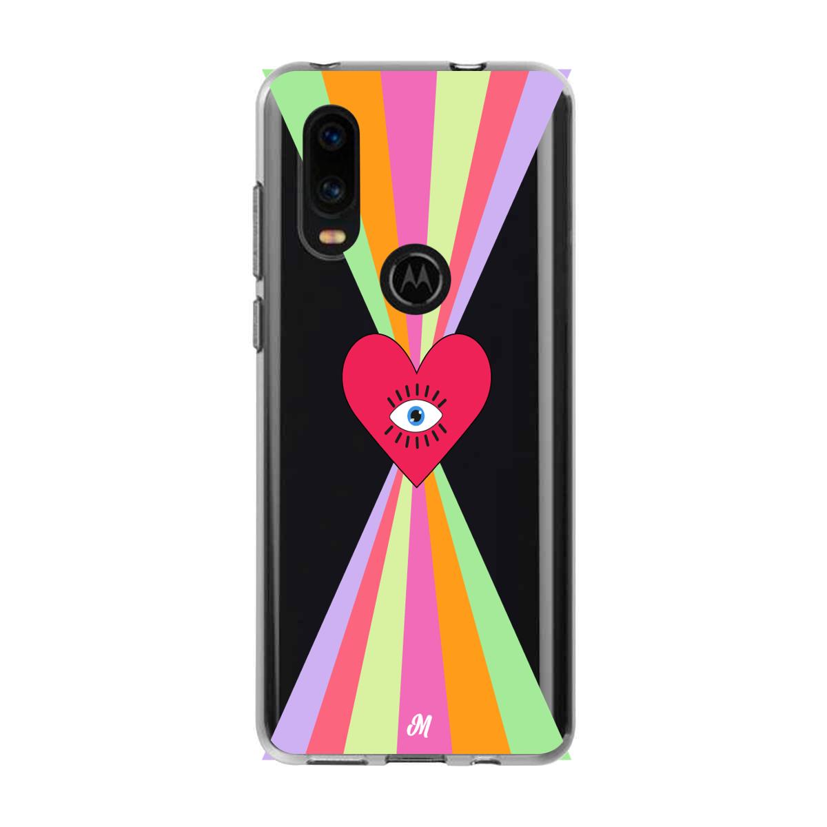 Case para Motorola P40 Corazon arcoiris - Mandala Cases